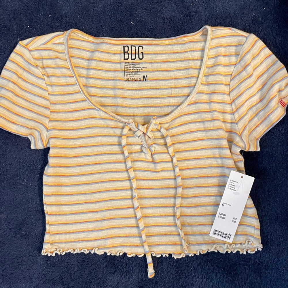 urban outfitters stripped crop tee NTW